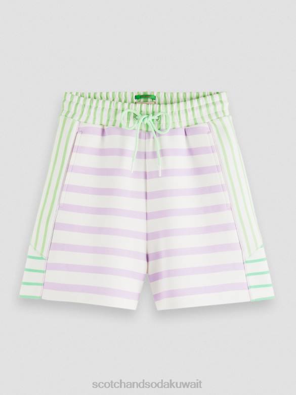 ملابس Scotch & Soda شورت عرق مطبوع عالي الارتفاع مخطط نحيف N0V4243
