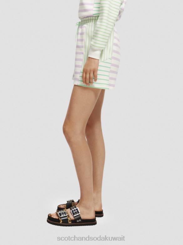 ملابس Scotch & Soda شورت عرق مطبوع عالي الارتفاع مخطط نحيف N0V4243