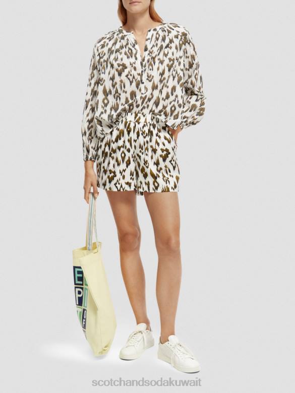 ملابس Scotch & Soda طباعة السراويل واسعة الساق نحى إيكات الجيش الأخضر نحيف N0V4246