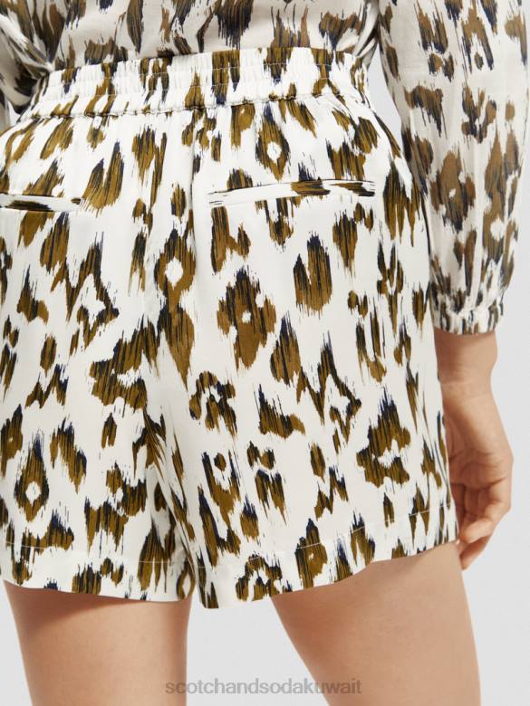 ملابس Scotch & Soda طباعة السراويل واسعة الساق نحى إيكات الجيش الأخضر نحيف N0V4246
