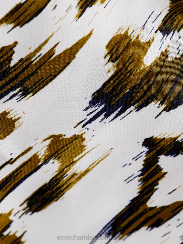 ملابس Scotch & Soda طباعة السراويل واسعة الساق نحى إيكات الجيش الأخضر نحيف N0V4246