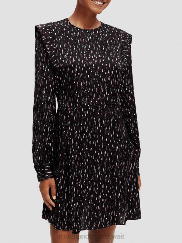 ملابس Scotch & Soda فستان قصير مطبوع بأكمام طويلة ايكات المطر نحيف N0V425