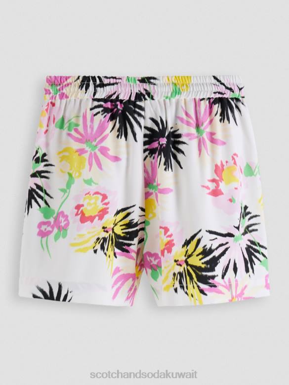 ملابس Scotch & Soda شورت مطبوع بحزام خصر مطاطي أستر الأبيض نحيف N0V4254