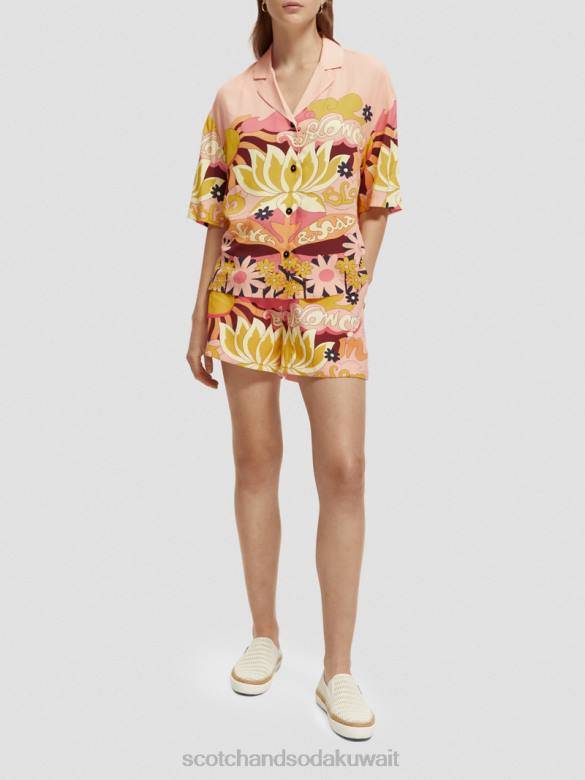 ملابس Scotch & Soda شورت مطبوع بحزام خصر مطاطي استحى الخوخ نحيف N0V4255