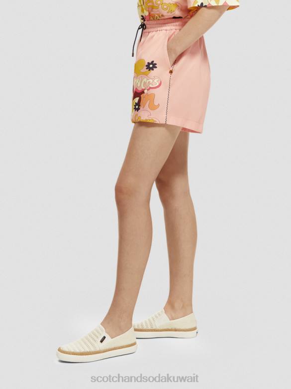 ملابس Scotch & Soda شورت مطبوع بحزام خصر مطاطي استحى الخوخ نحيف N0V4255
