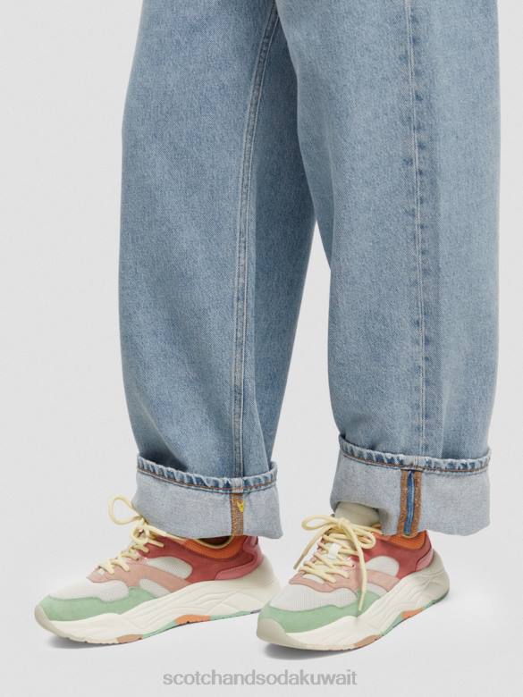 أحذية Scotch & Soda أحذية رياضية من جلد الغزال متعدد وردي نحيف N0V4259