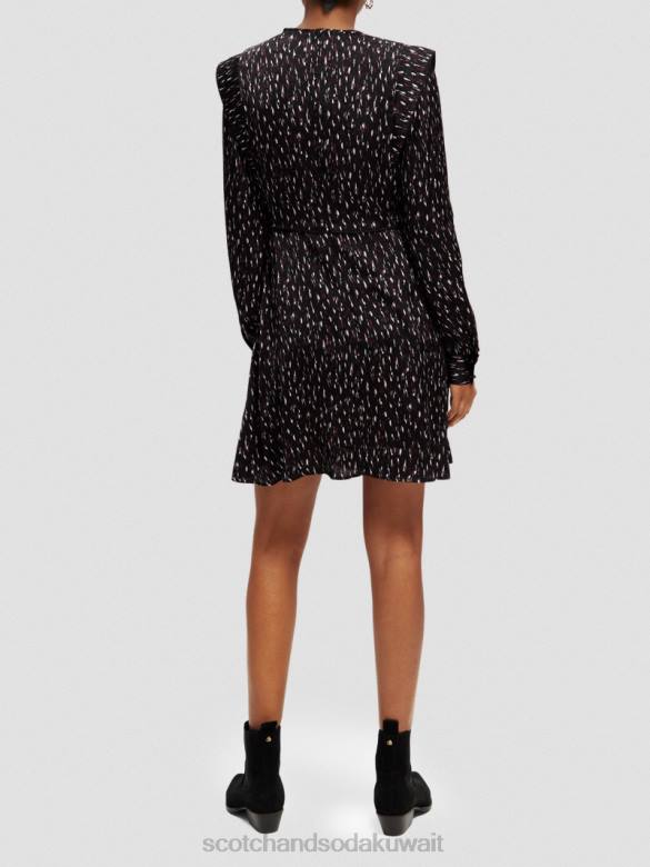 ملابس Scotch & Soda فستان قصير مطبوع بأكمام طويلة ايكات المطر نحيف N0V425