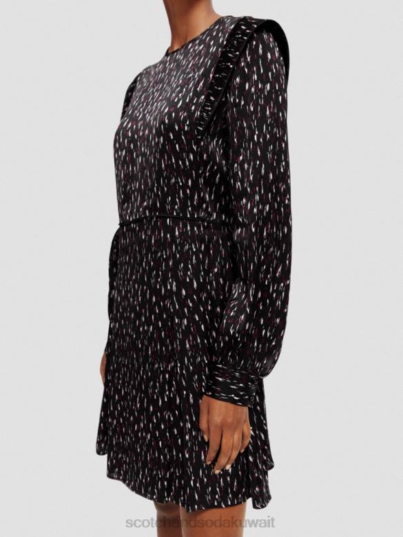 ملابس Scotch & Soda فستان قصير مطبوع بأكمام طويلة ايكات المطر نحيف N0V425