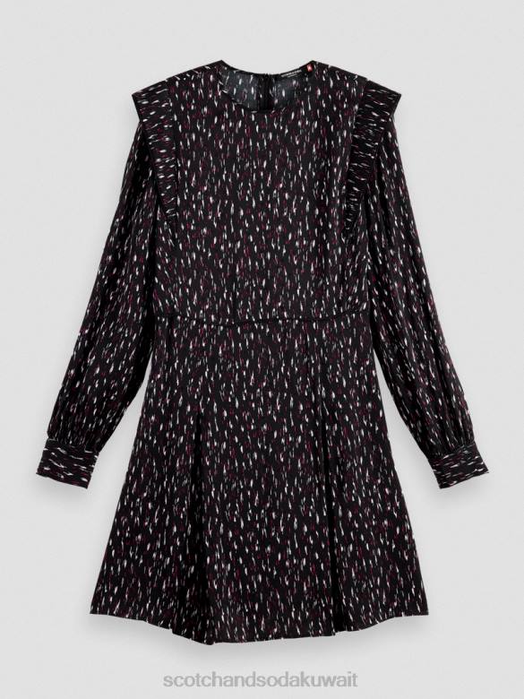 ملابس Scotch & Soda فستان قصير مطبوع بأكمام طويلة ايكات المطر نحيف N0V425