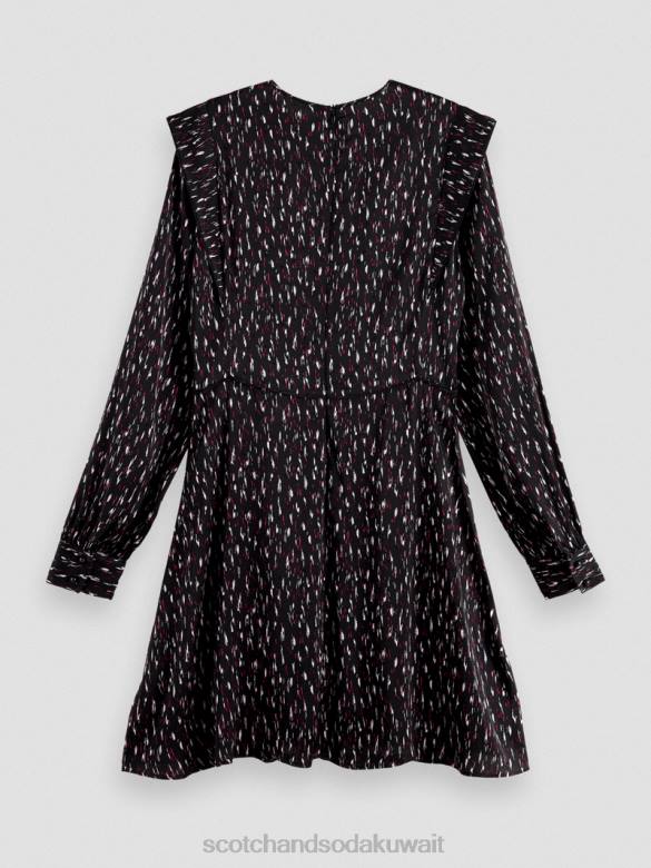 ملابس Scotch & Soda فستان قصير مطبوع بأكمام طويلة ايكات المطر نحيف N0V425