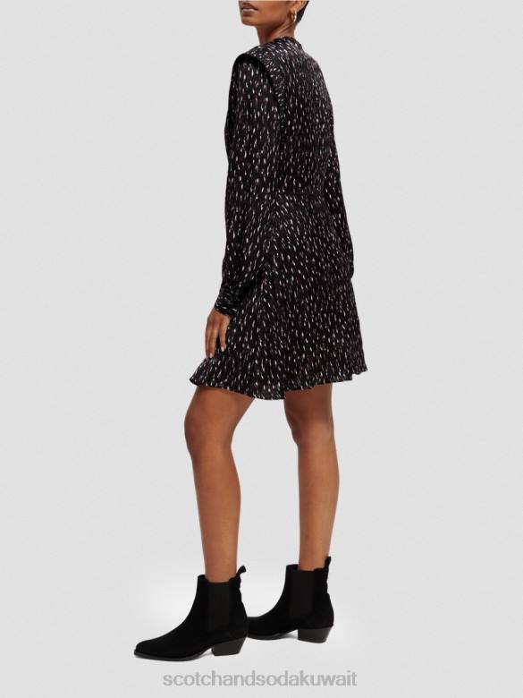 ملابس Scotch & Soda فستان قصير مطبوع بأكمام طويلة ايكات المطر نحيف N0V425
