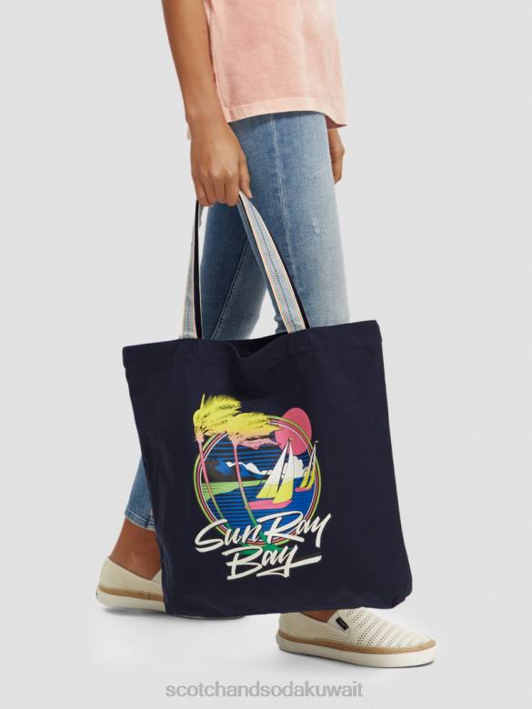 مُكَمِّلات Scotch & Soda حقيبة قماش عمل فني القوات البحرية نحيف N0V4269