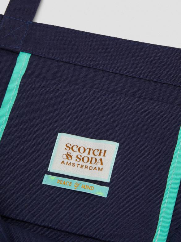 مُكَمِّلات Scotch & Soda حقيبة قماش عمل فني القوات البحرية نحيف N0V4269