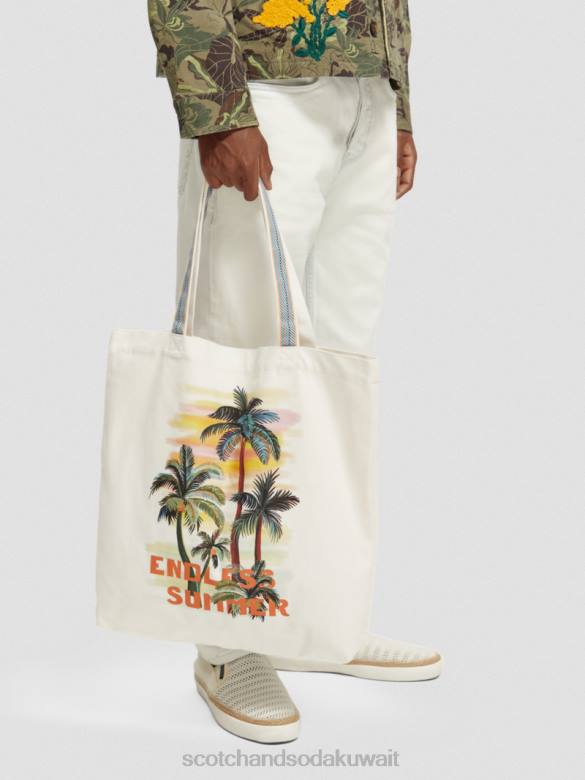 مُكَمِّلات Scotch & Soda حقيبة قماش عمل فني أبيض نحيف N0V4270