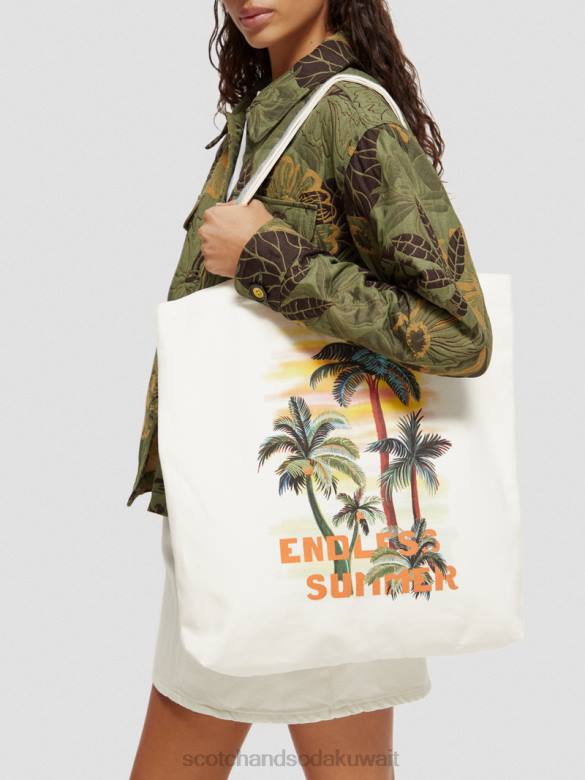 مُكَمِّلات Scotch & Soda حقيبة قماش عمل فني أبيض نحيف N0V4270