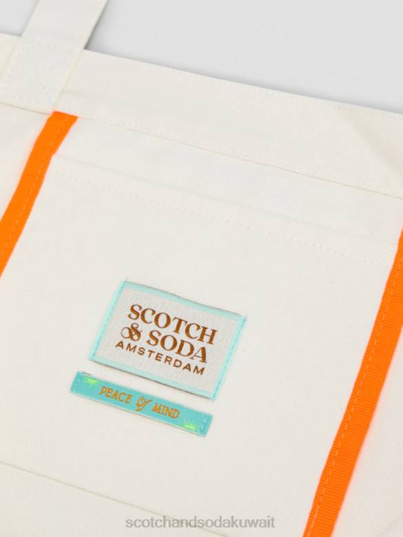 مُكَمِّلات Scotch & Soda حقيبة قماش عمل فني أبيض نحيف N0V4270