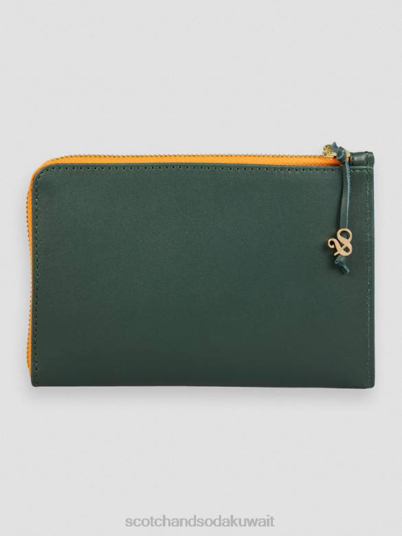 مُكَمِّلات Scotch & Soda محفظة سفر جلدية أخضر فاتح نحيف N0V4272