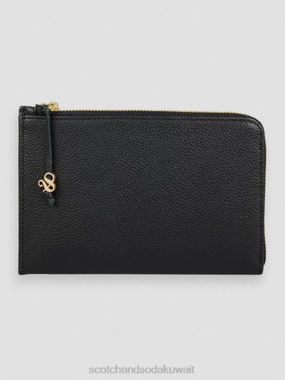 مُكَمِّلات Scotch & Soda محفظة سفر جلدية أسود نحيف N0V4274