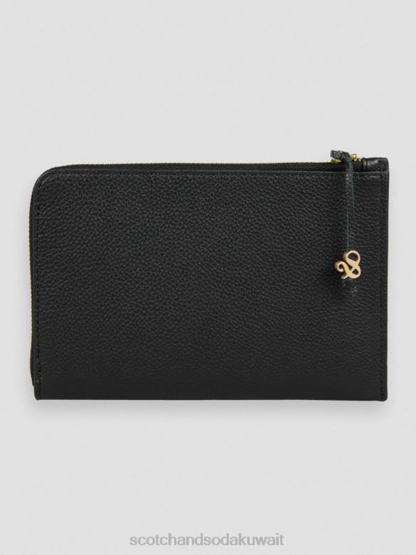 مُكَمِّلات Scotch & Soda محفظة سفر جلدية أسود نحيف N0V4274