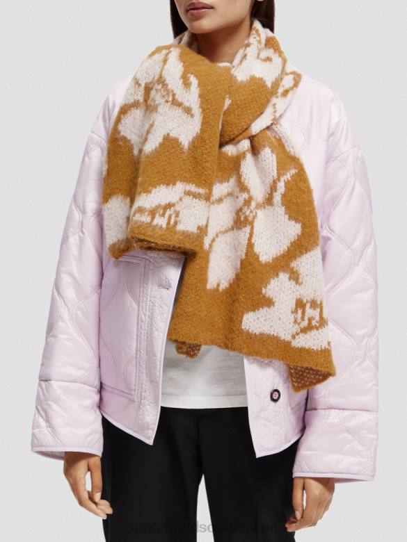 مُكَمِّلات Scotch & Soda وشاح منسوج من الجاكار المصقول الكراميل نحيف N0V4278