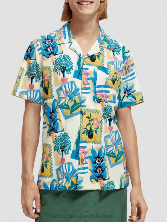 ملابس Scotch & Soda قميص مخيم مطبوع بأكمام قصيرة التحرير والسرد ب رجال N0V4282