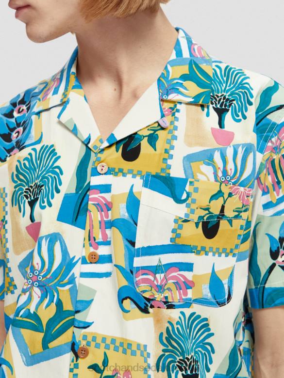 ملابس Scotch & Soda قميص مخيم مطبوع بأكمام قصيرة التحرير والسرد ب رجال N0V4282