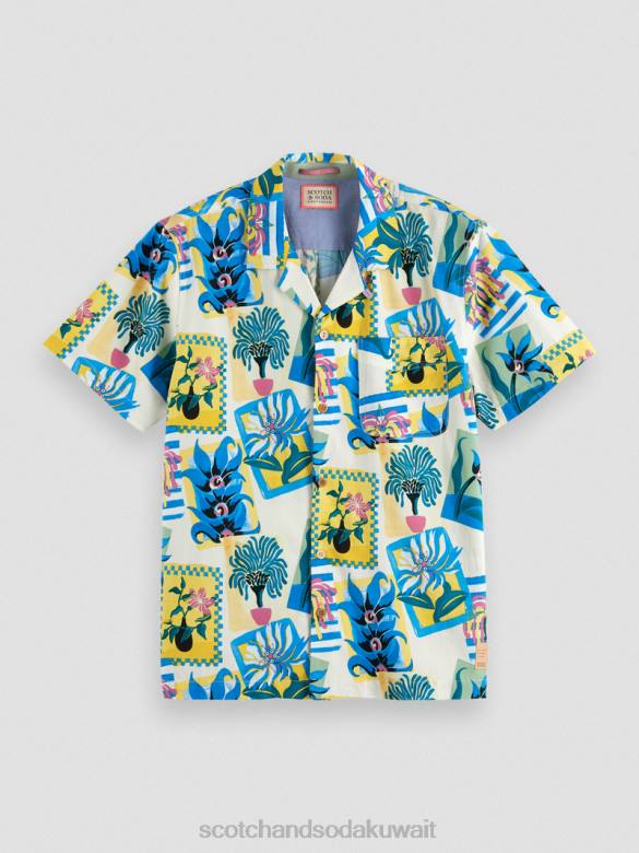 ملابس Scotch & Soda قميص مخيم مطبوع بأكمام قصيرة التحرير والسرد ب رجال N0V4282