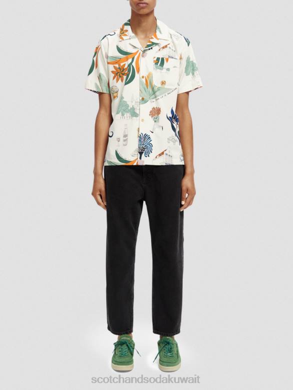 ملابس Scotch & Soda قميص مخيم مطبوع بأكمام قصيرة التحرير والسرد ج رجال N0V4283