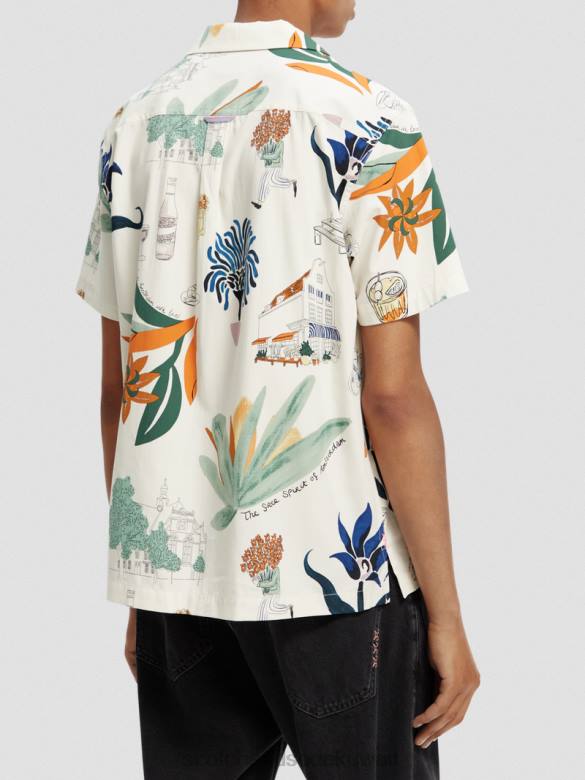 ملابس Scotch & Soda قميص مخيم مطبوع بأكمام قصيرة التحرير والسرد ج رجال N0V4283