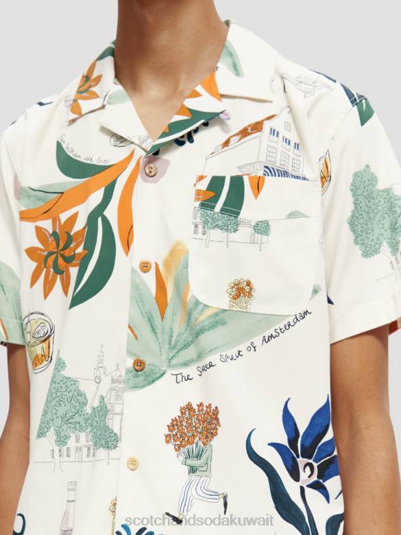 ملابس Scotch & Soda قميص مخيم مطبوع بأكمام قصيرة التحرير والسرد ج رجال N0V4283