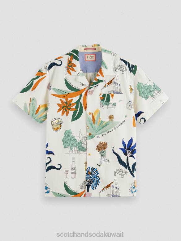 ملابس Scotch & Soda قميص مخيم مطبوع بأكمام قصيرة التحرير والسرد ج رجال N0V4283