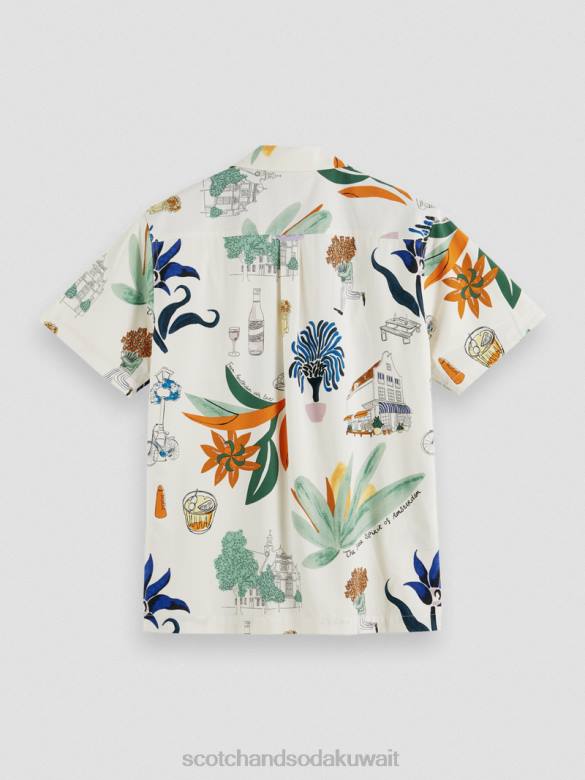 ملابس Scotch & Soda قميص مخيم مطبوع بأكمام قصيرة التحرير والسرد ج رجال N0V4283