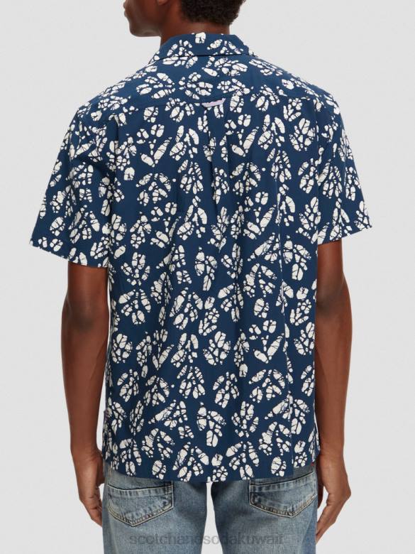 ملابس Scotch & Soda قميص مخيم مطبوع بأكمام قصيرة التحرير والسرد د رجال N0V4284