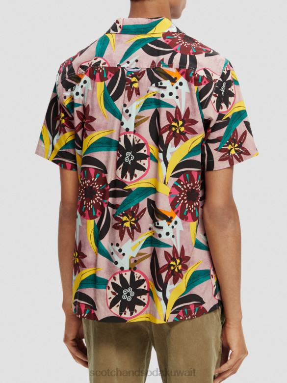 ملابس Scotch & Soda قميص مخيم مطبوع بأكمام قصيرة التحرير والسرد أ رجال N0V4285