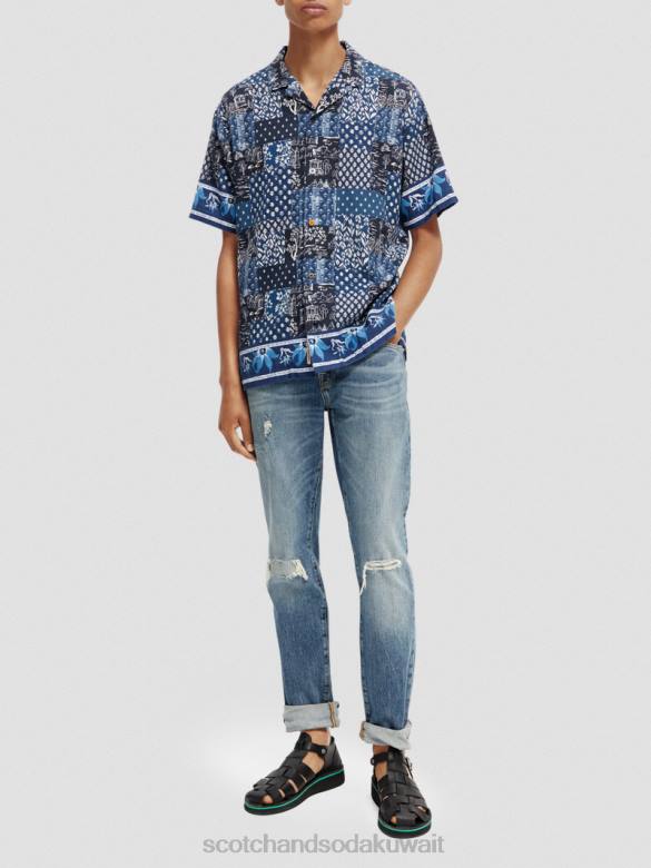 ملابس Scotch & Soda قميص كامب من القطن العضوي بطبعات مختلطة التحرير والسرد أ رجال N0V4286