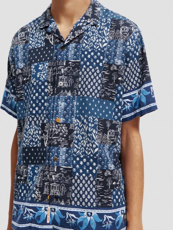ملابس Scotch & Soda قميص كامب من القطن العضوي بطبعات مختلطة التحرير والسرد أ رجال N0V4286