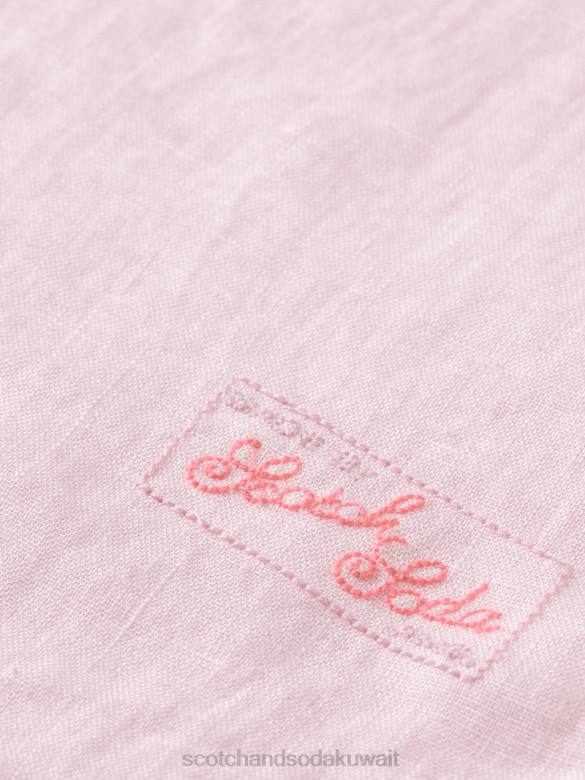ملابس Scotch & Soda قميص من الكتان مع تعديلات على الأكمام وَردَة رجال N0V4290