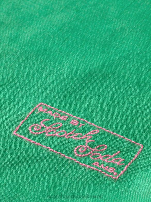 ملابس Scotch & Soda قميص من الكتان مع تعديلات على الأكمام الأمازون الأخضر رجال N0V4293