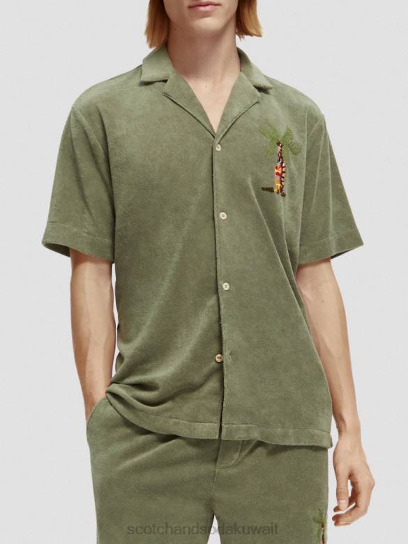 ملابس Scotch & Soda قميص مخيم منشفة مطرزة جيش رجال N0V4295