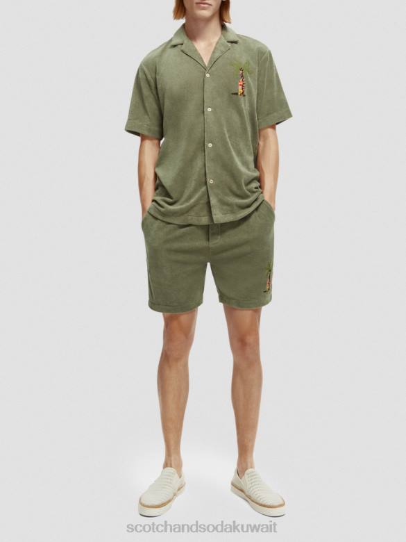 ملابس Scotch & Soda قميص مخيم منشفة مطرزة جيش رجال N0V4295