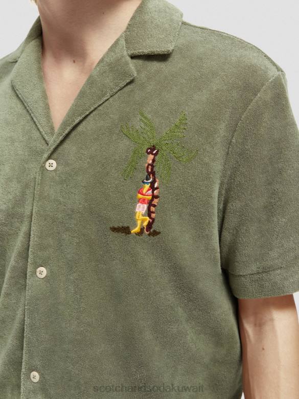 ملابس Scotch & Soda قميص مخيم منشفة مطرزة جيش رجال N0V4295