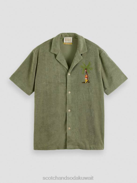 ملابس Scotch & Soda قميص مخيم منشفة مطرزة جيش رجال N0V4295