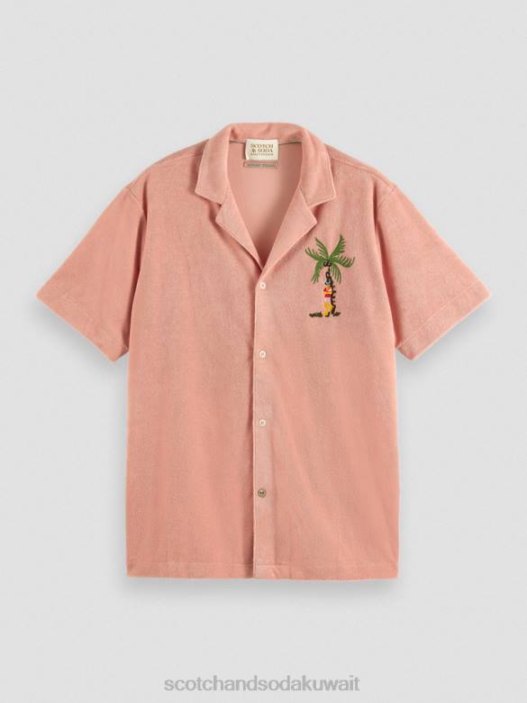 ملابس Scotch & Soda قميص مخيم منشفة مطرزة فلامنغو رجال N0V4296