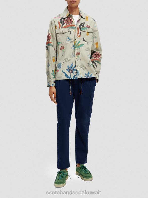 ملابس Scotch & Soda قميص من القطن العضوي المطبوع بقصة مريحة التحرير والسرد أ رجال N0V4298