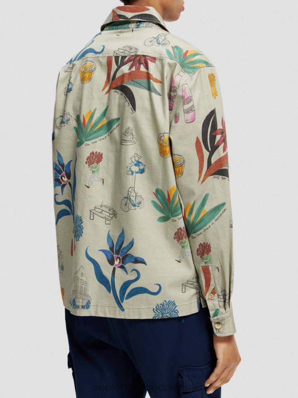 ملابس Scotch & Soda قميص من القطن العضوي المطبوع بقصة مريحة التحرير والسرد أ رجال N0V4298