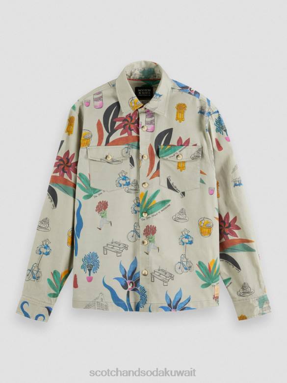ملابس Scotch & Soda قميص من القطن العضوي المطبوع بقصة مريحة التحرير والسرد أ رجال N0V4298
