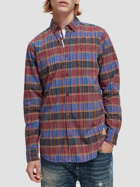 ملابس Scotch & Soda قميص مربعات خفيف الوزن ذو قصة عادية التحرير والسرد ج رجال N0V4299