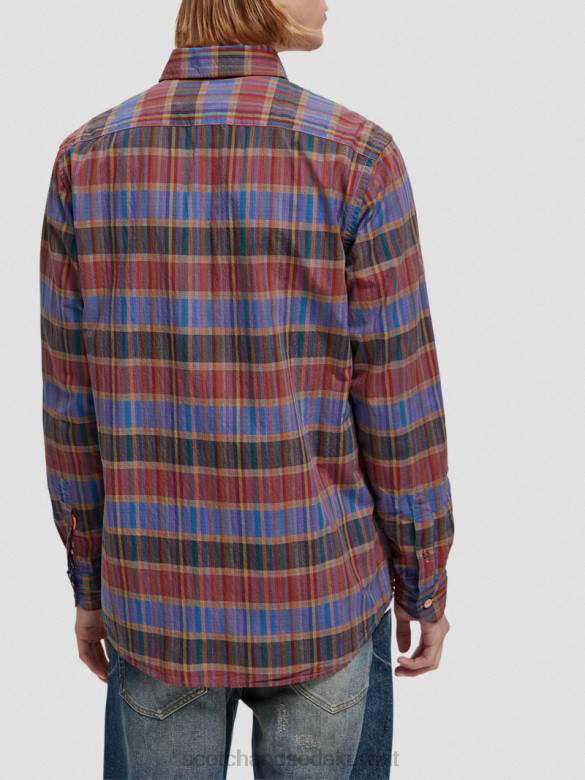 ملابس Scotch & Soda قميص مربعات خفيف الوزن ذو قصة عادية التحرير والسرد ج رجال N0V4299