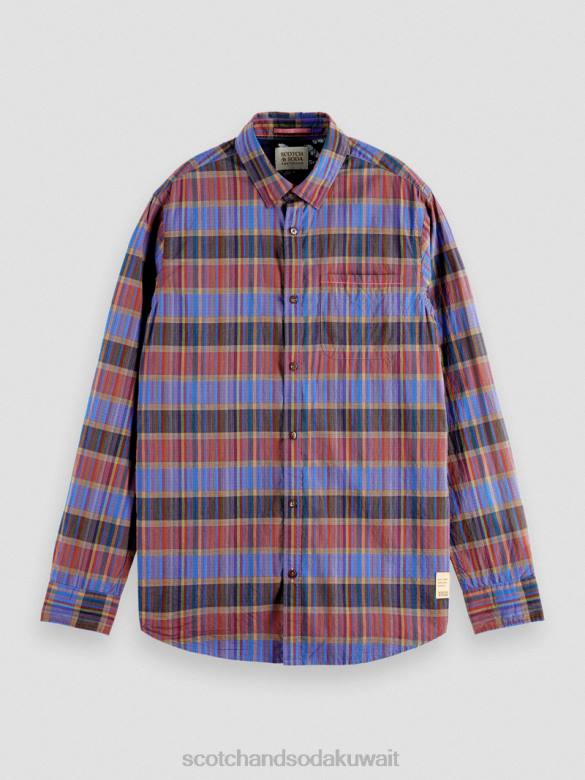 ملابس Scotch & Soda قميص مربعات خفيف الوزن ذو قصة عادية التحرير والسرد ج رجال N0V4299