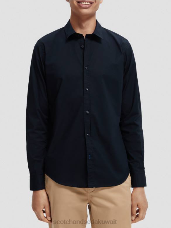 ملابس Scotch & Soda قميص عضوي أساسي ذو قصة ضيقة ليلة رجال N0V4309